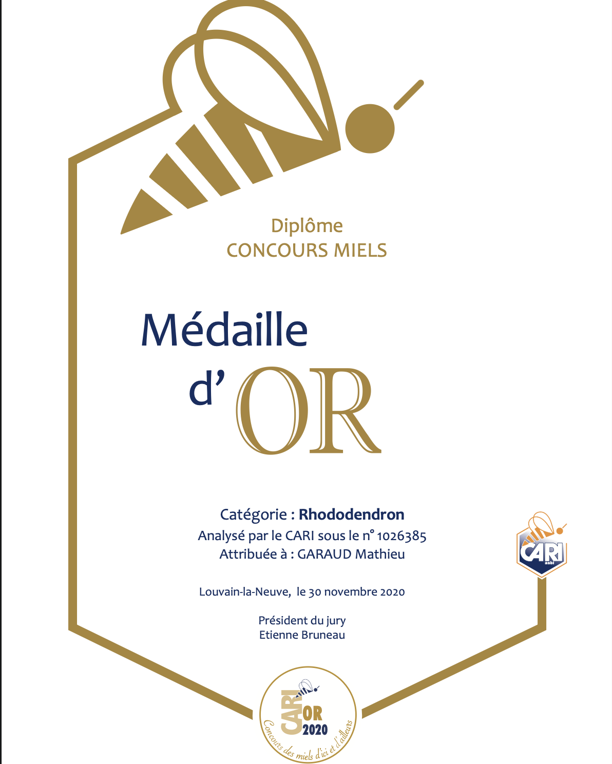 medalla or - Mel de rhododendron a L'Armiana